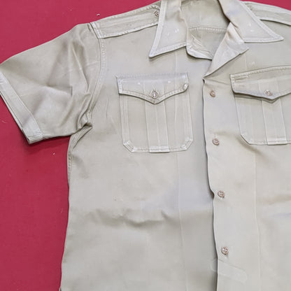 Vietnam Era US Army Men's Medium Tan 8.2 oz Short-Sleeve Shirt Good Condition (04g 25g-13)