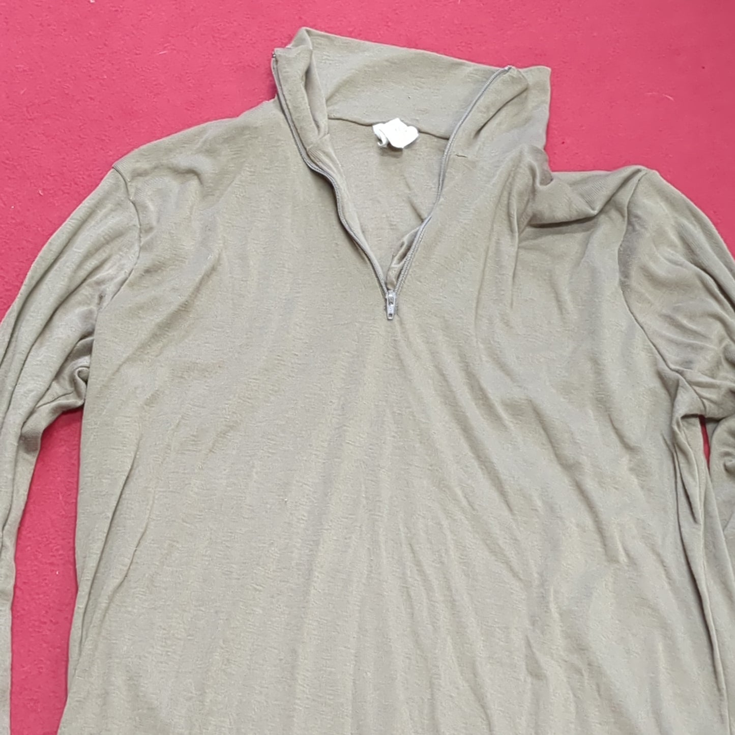 Sekri US Army LARGE 1/4 Zip LW Cold Weather Undershirt Brown Good Condition (fa04-1)