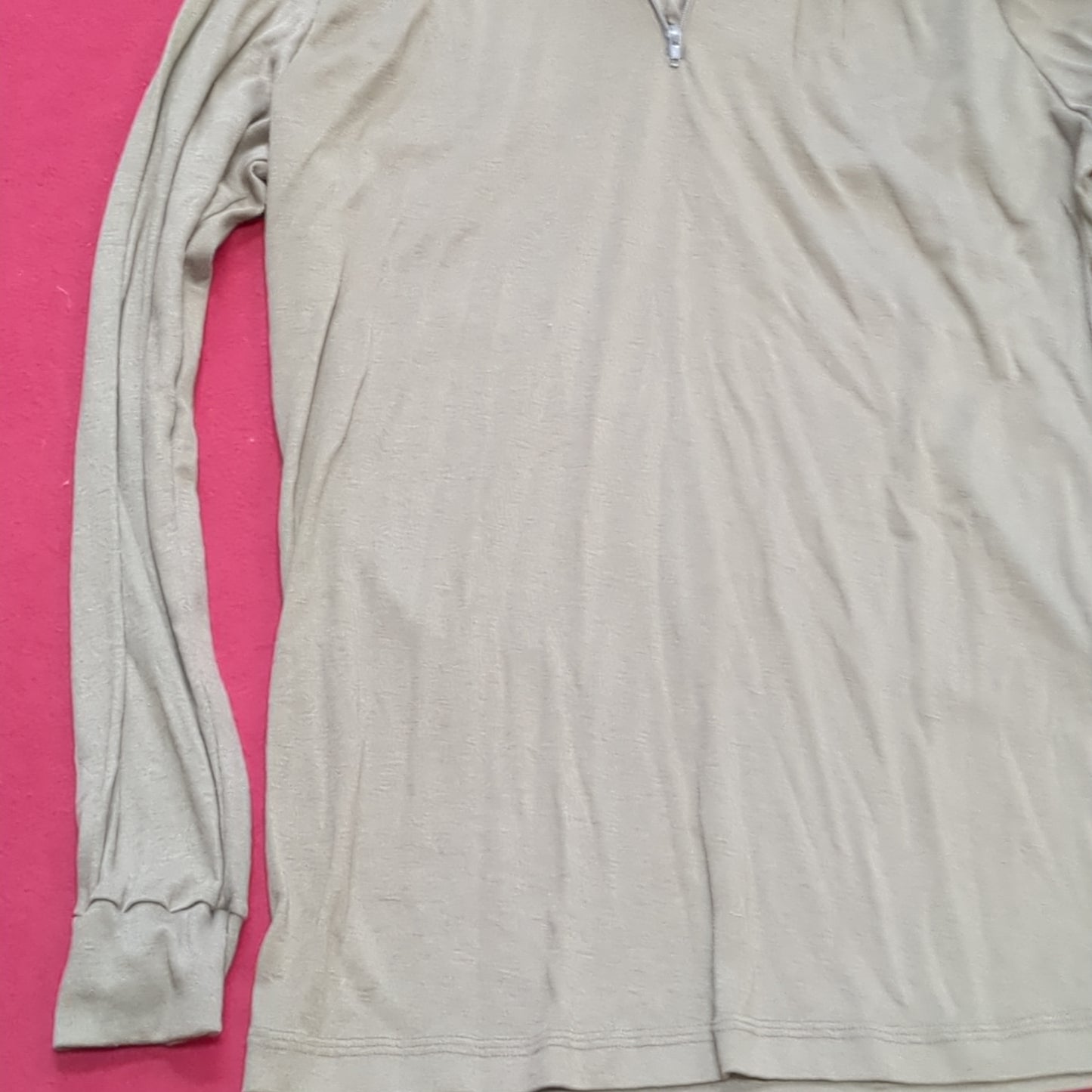 Sekri US Army LARGE 1/4 Zip LW Cold Weather Undershirt Brown Good Condition (fa04-1)