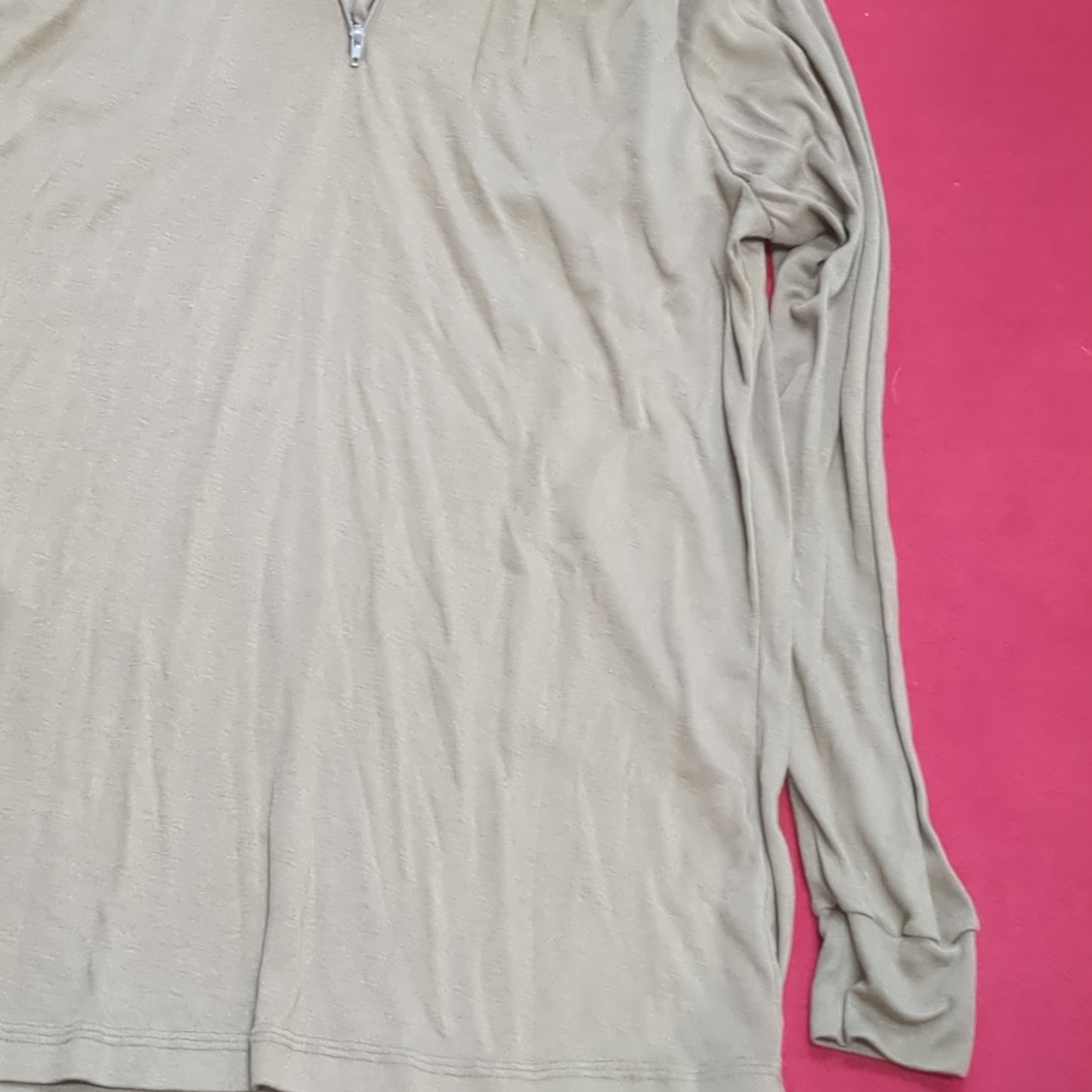 Sekri US Army LARGE 1/4 Zip LW Cold Weather Undershirt Brown Good Condition (fa04-1)