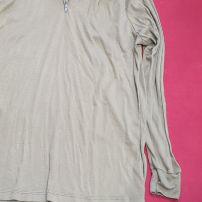 Sekri US Army LARGE 1/4 Zip LW Cold Weather Undershirt Brown Good Condition (fa04-1)