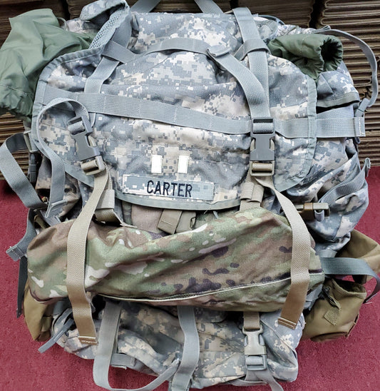 "Ranger Ready" ACU Large Molle II Ruck w/ The Gibson Mod w/ Name Tape & Cat Eyes