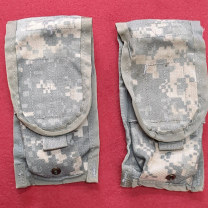 LOT of 2 - US Army Double 2 Magazine Molle Pouch ACU UCP Used (fb12-OCT63)