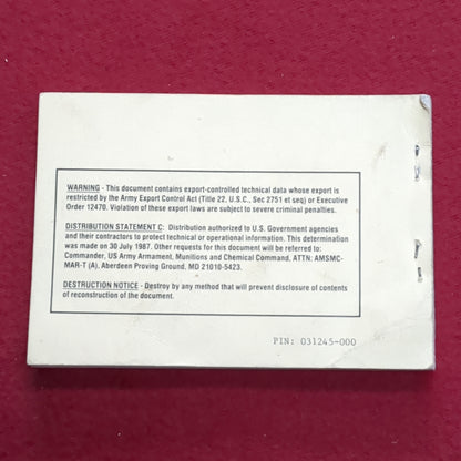 BOOK: 15 MARCH 1988 MASK CHEMICAL-BIOLOGICAL M24/M25A1 (box1)