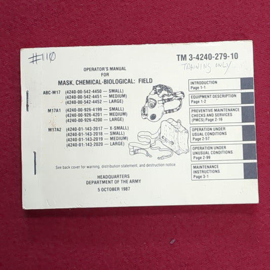 BOOK: 5 OCTOBER 1987 MASK CHEMICAL-BIOLOGICAL:FIELD (box1)