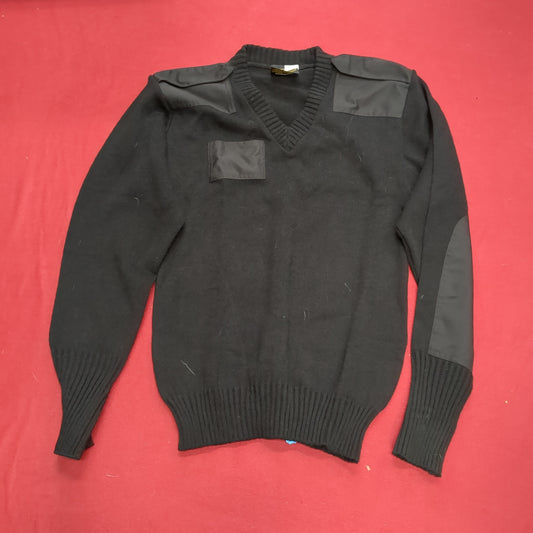 Vintage CITADEL Medium V-NECK SWEATER Black Pull-Over Acrylic Excellent Condition (31o- da15-08)
