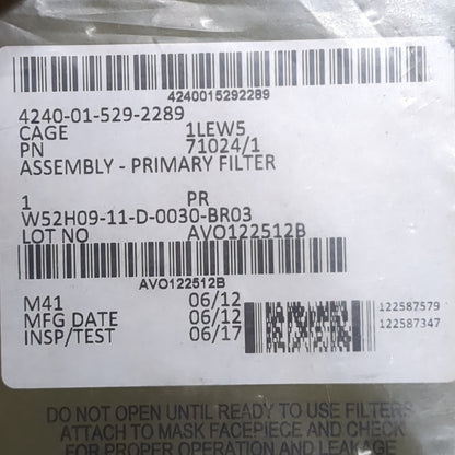 NOS SEALED US Army Avon M50 Primary Filter Assembly 4240-01-529-2289  (26o- da13-may113)