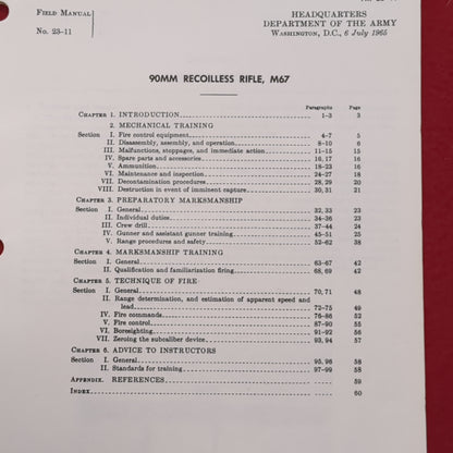 BOOK: JULY 1965 90MM RECOILLESS RIFLE, M67 (box4)