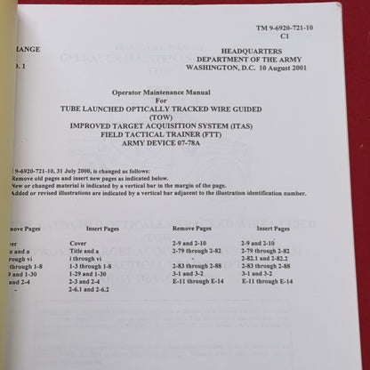 BOOK:  TECHNICAL MANUAL OPERATOR MAINTENANCE MANUAL FOR TUBE LAUNCHED OPTICALLY TRACKED WIRE GUIDED (TOW)