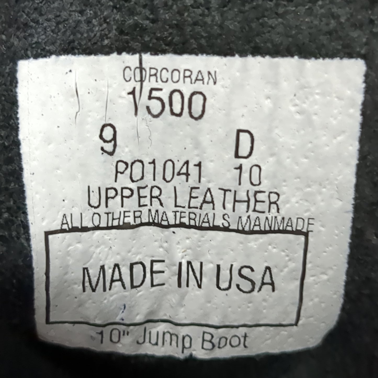 Corcoran 1500 10" Black Jump Boots Mens 9.0 D Regular P01041 Good Condition (CB01-OCT166)