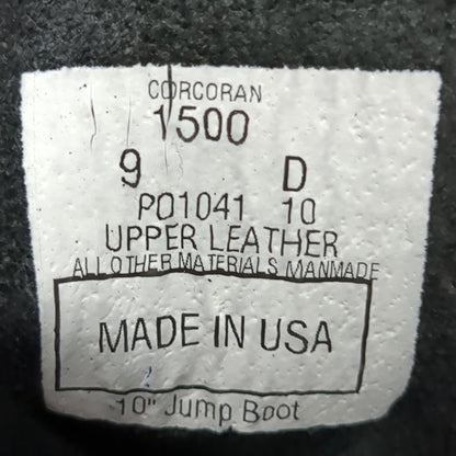 Corcoran 1500 10" Black Jump Boots Mens 9.0 D Regular P01041 Good Condition (CB01-OCT166)