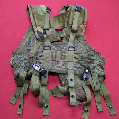 US Army Military Woodland Camouflage Enhanced Tactical Load Bearing Vest LBV Specialty Plastic Products Excellent Condition (eb07-OCT173)