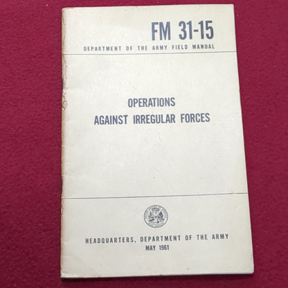 BOOK:  OPERATIONS AGAINST IRREGULAR FORCES MAY 1961 (box6)