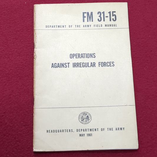BOOK:  OPERATIONS AGAINST IRREGULAR FORCES MAY 1961 (box6)