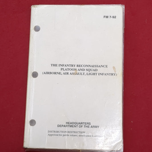 BOOK:  THE INFANTRY RECONNAISSANCE PLATOON AND SQUAD (AIRBORNE, AIR ASSAULT, LIGHT INFANTRY) (box6)