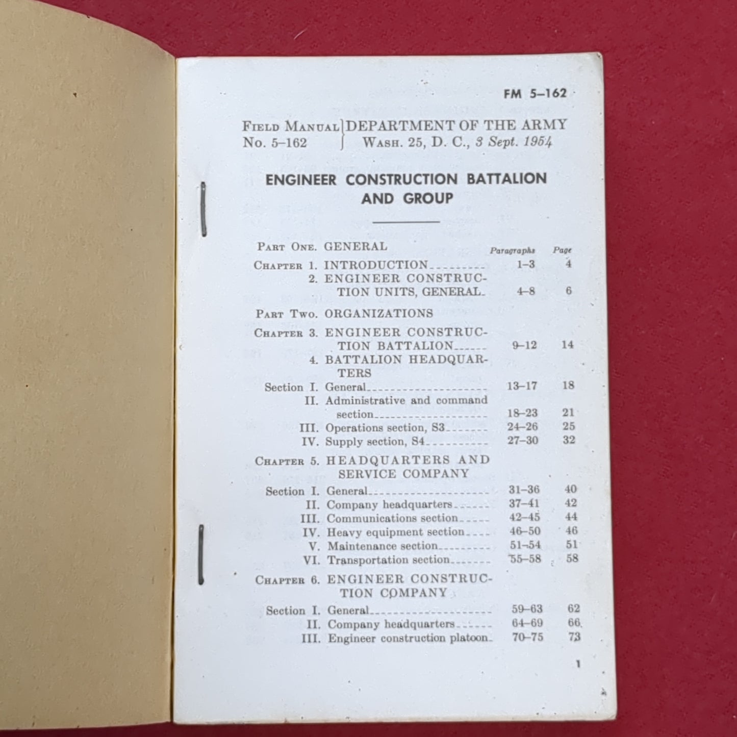 BOOK:  ENGINEER CONSTRUCTION BATTALION AND GROUP SEPTEMBER 1954 (box6)