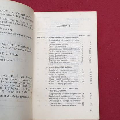 BOOK:  QUARTERMASTER SERVICE IN THEATER OF OPERATIONS NOVEMBER 1947  (box6)