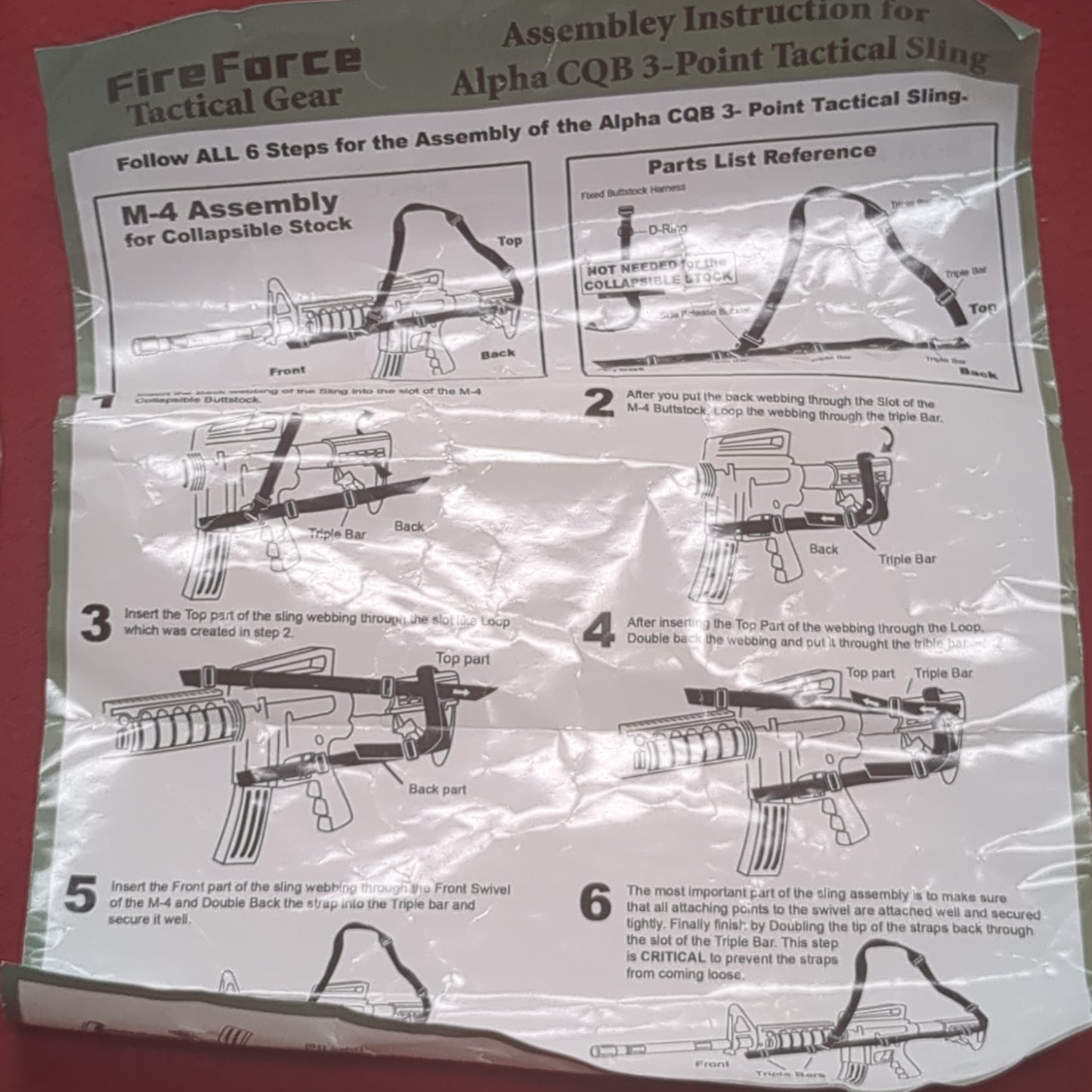 NOS Fire Force Tactical Gear Alpha Gear CQB 3-Point Tactical Sling Black (hc05-OCT188)