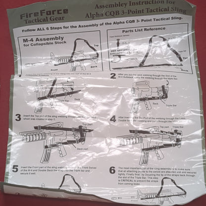 NOS Fire Force Tactical Gear Alpha Gear CQB 3-Point Tactical Sling Black (hc05-OCT188)