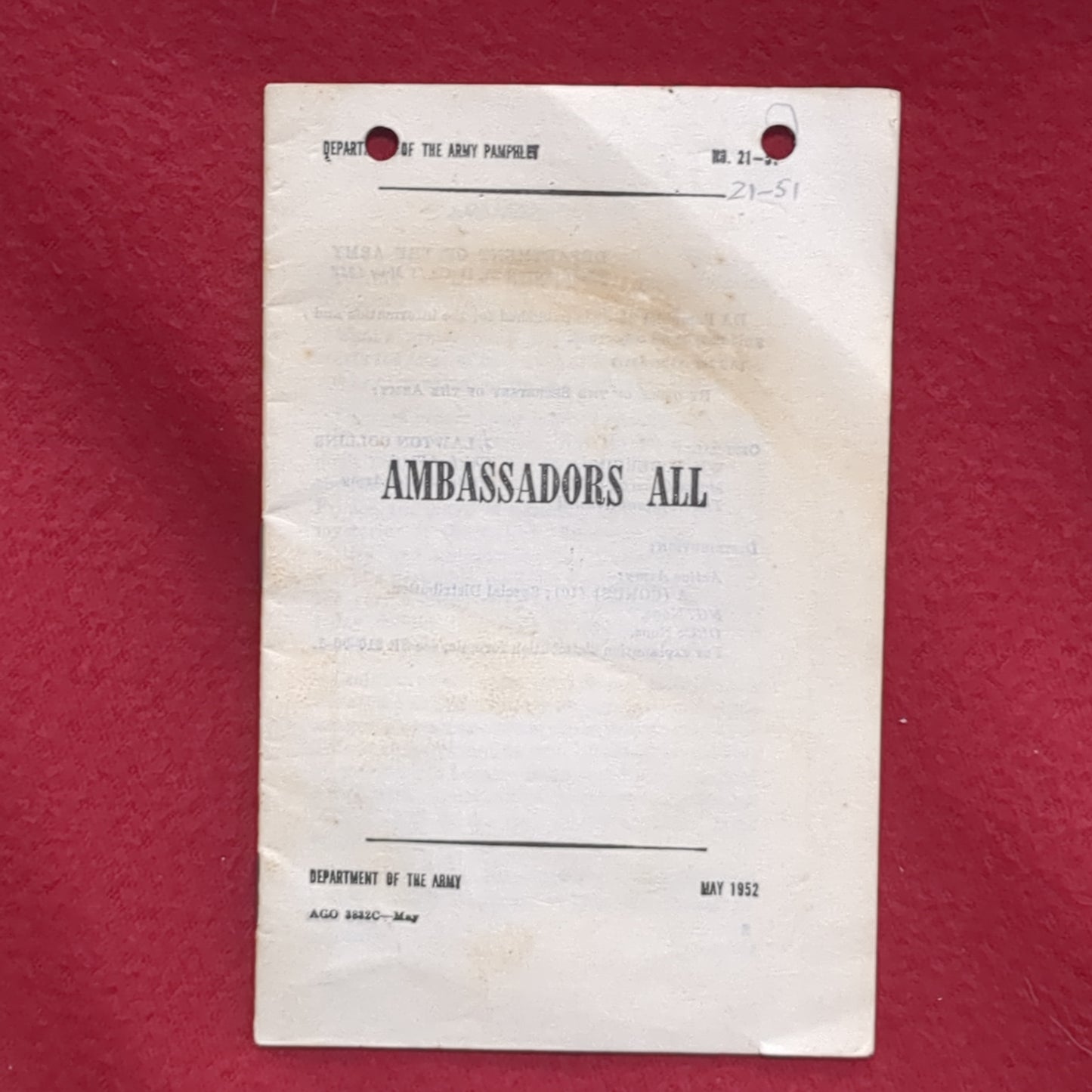 BOOK:  AMBASSADORS ALL MAY 1952  (box10)