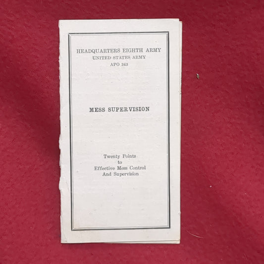 BOOK:  MESS SUPERVISION TWENTY POINTS TO EFFECTIVE MESS CONTROL AND SUPERVISION (box10)