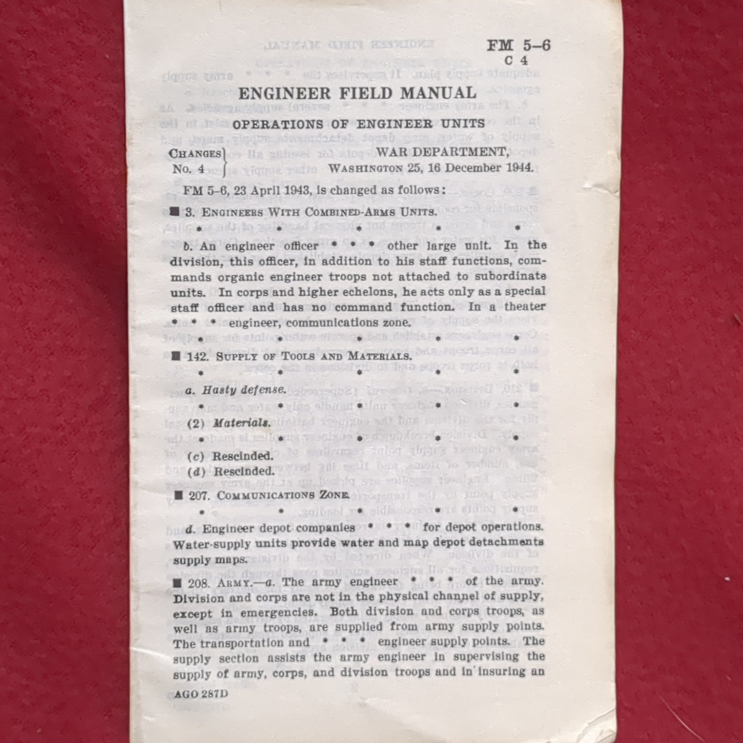 BOOK:  ENGINEER FIELD MANUAL OPERATIONS OF ENGINEER UNITS MARCH 1944   (box10)