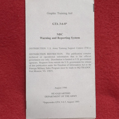 BOOK: GRAPHIC TRAINING AID NBC WARNING AND REPORTING SYSTEM AUGUST 1996   (box10)