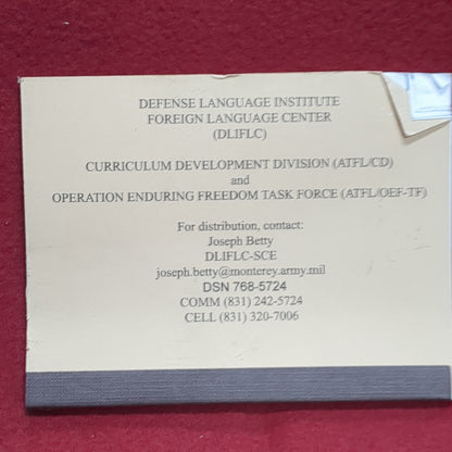 BOOK:  IRAQI BASIC LANGUAGE SURVIVAL GUIDE APRIL 2003 (box10)