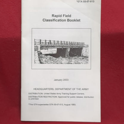 BOOOK:  RAPID FIELD CLASSIFICATION BOOKLET JANUARY 2003 (box10)