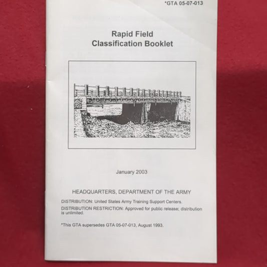 BOOOK:  RAPID FIELD CLASSIFICATION BOOKLET JANUARY 2003 (box10)