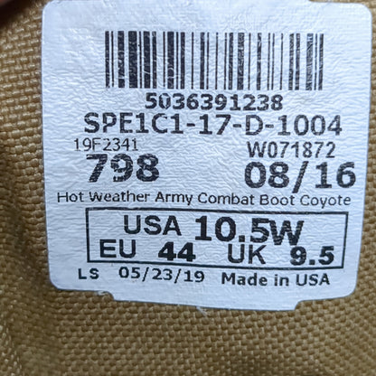 US Army 10.5W Standard Issue Hot Weather Combat Boots Coyote Used (a09- DC14-NOV77)