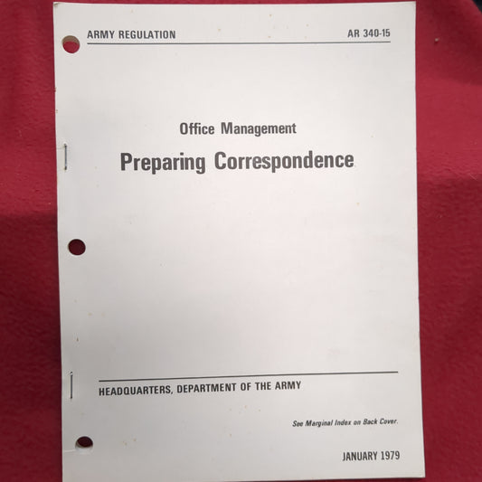 BOOK:  OFFICE MANAGEMENT PREPARARING CORRESPONFENCE JANUARY 1979  (box12)
