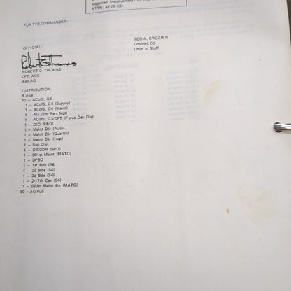 BOOK:  LOGISTICS TOW FIELDING PLAN 27 APRIL 1976 (box13)