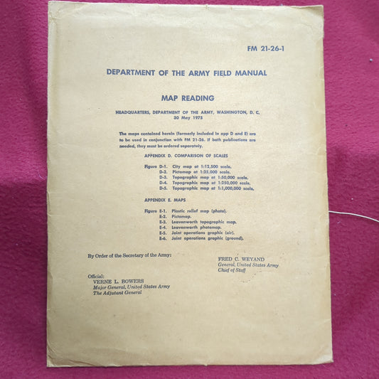 BOOK: (IN BROWN ENVELOPE) FIELD MANUAL MAP READING MAY 1975   (box15)