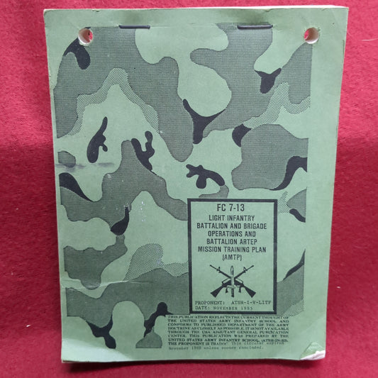 BOOK:  LIGHT INFANTRY BATTALION AND BRIGADE OPERATIONS AND BATTALION ARTEP MISSION TRAINING PLAN (AMTP) (box16)