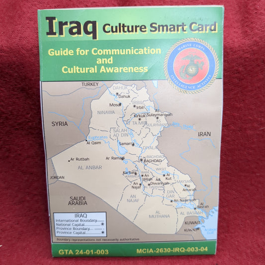 BOOK:  IRAQ CULTURE SMART CARD: GUIDE FOR COMMUNICATION AND CULTURAL AWARENESS  (box16)