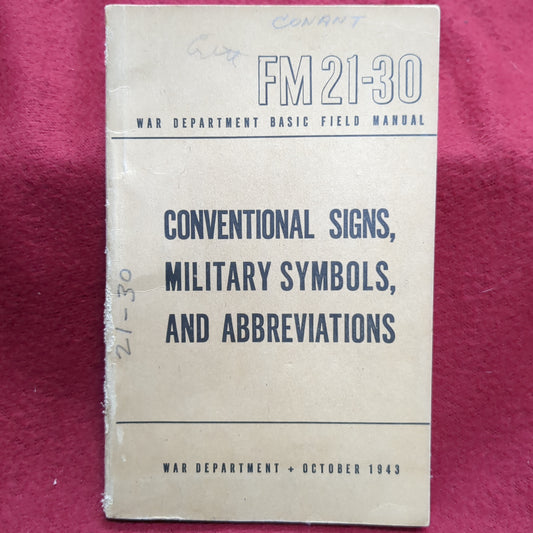 BOOK:  CONVENTIONAL SIGNS, MILITARY SYMBOLS, AND ABBREVIATIONS OCTOBER 1943 (box16)