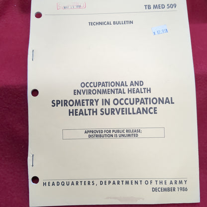 BOOK:TECHNICAL BULLETIN OCCUPATIONAL AND ENVIRONMENTAL HEALTH SPIROMETRY IN OCCUPATIONAL HEALTH SURVEILLANCE DECEMBER 1986 (box17)