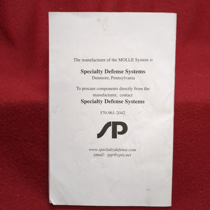 BOOK: MODULAR LIGHTWEIGHT LOAD CARRYING EQUIPMENT MOLLE II CARE AND USE MANUAL DECEMBER 2000(box18)