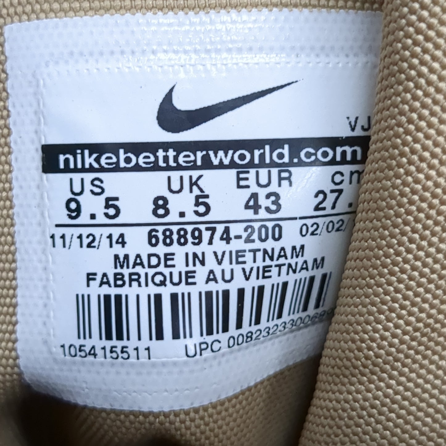 US Army 9.5  Nike Hot Weather Combat Boots Coyote 499 Tan USED (A09- DC14-NOV155)