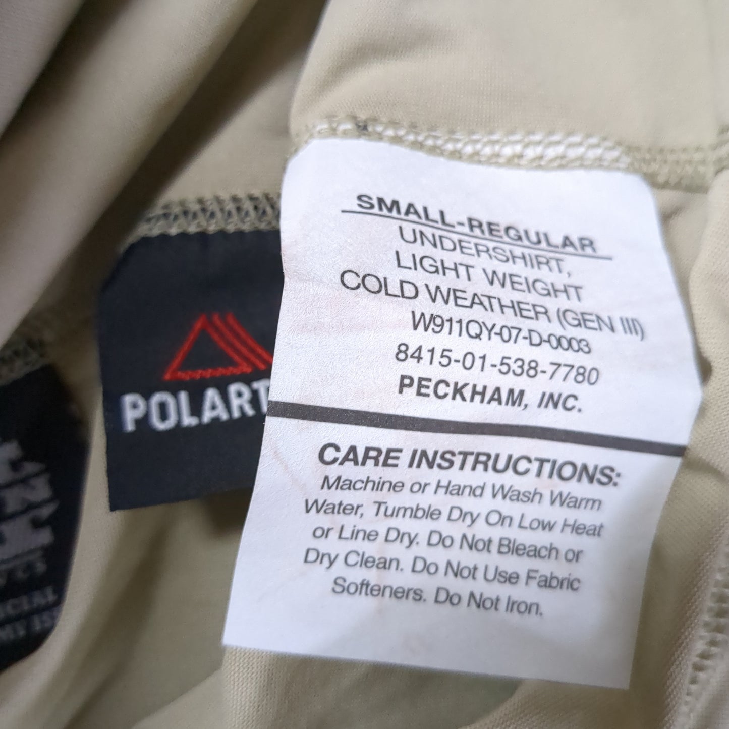 SET of US Army Small Regular Silks Gen III Level 1 Cold Weather Top Bottom Sand Used (fa07-NOV181)