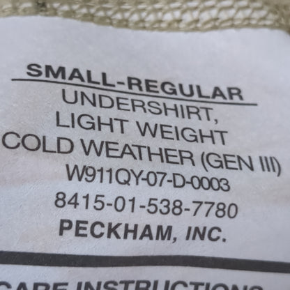 SET of US Army Small Regular Silks Gen III Level 1 Cold Weather Top Bottom Sand Used (fa07-NOV181)
