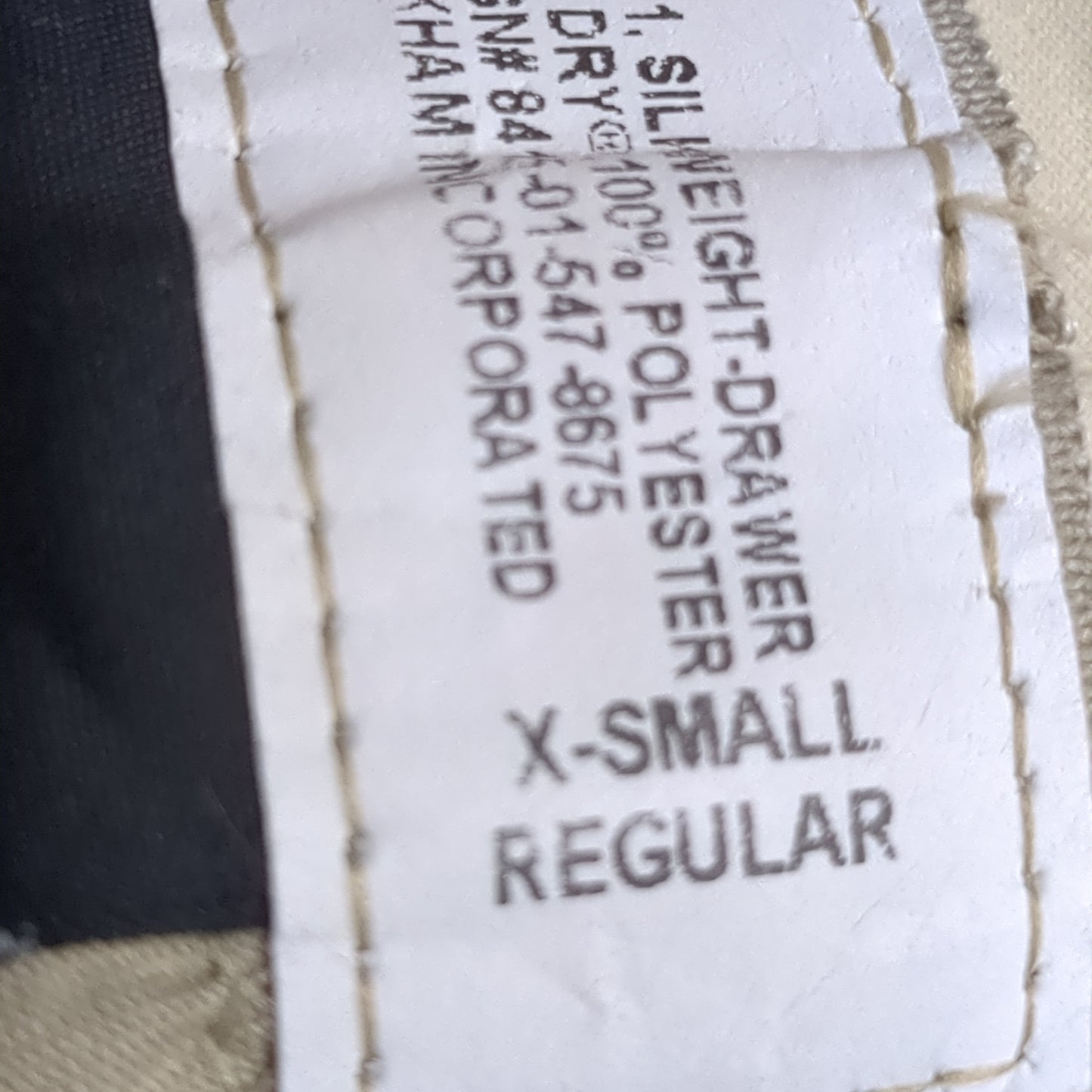 US Army X-Small Regular Silks Gen III Level 1 Cold Weather Pants Bottom Sand Good Condition (fa07-NOV189)