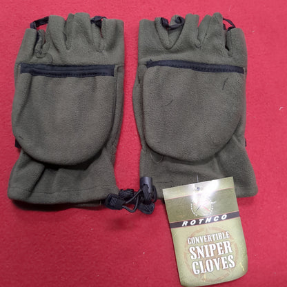 NOS ROTHCO CONVERTIBLE SNIPER GLOVES/MITTENS, OD/Black WINDSTOPPER FLEECE, XL (cb04-NOV201)