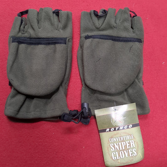 NOS ROTHCO CONVERTIBLE SNIPER GLOVES/MITTENS, OD/Black WINDSTOPPER FLEECE, XL (cb04-NOV201)
