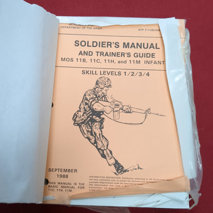 BOOK: MOS 11B, 11C, 11H, 11M INFANTRY SKILL LEVELS 1/2/3/4 SEPTEMBER 1988 (BOX20)