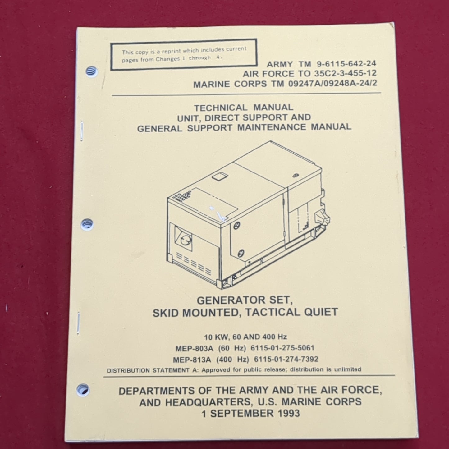 BOOK: DIRECT SUPPORT AND GENERAL SUPPORT MAINTENANCE GENERATOR SET, SKID MOUNTED, TACTICAL QUIET SEPTEMBER 1993 (BOX20)