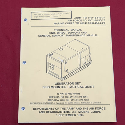 BOOK: DIRECT SUPPORT AND GENERAL SUPPORT MAINTENANCE GENERATOR SET, SKID MOUNTED, TACTICAL QUIET SEPTEMBER 1993 (BOX20)