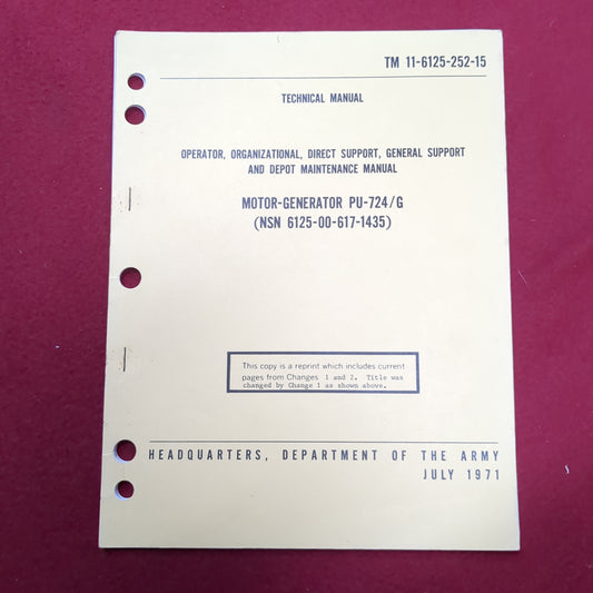 BOOK: JULY 1971 MOTOR-GENERATOR PU-724/G (BOX20)