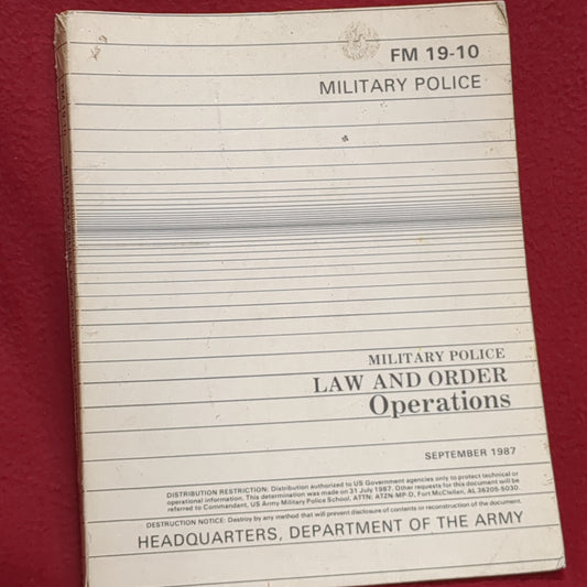 BOOK MILITARY POLICE LAW AND ORDER OPERATIONS SEPTEMBER 1987(BOX23)